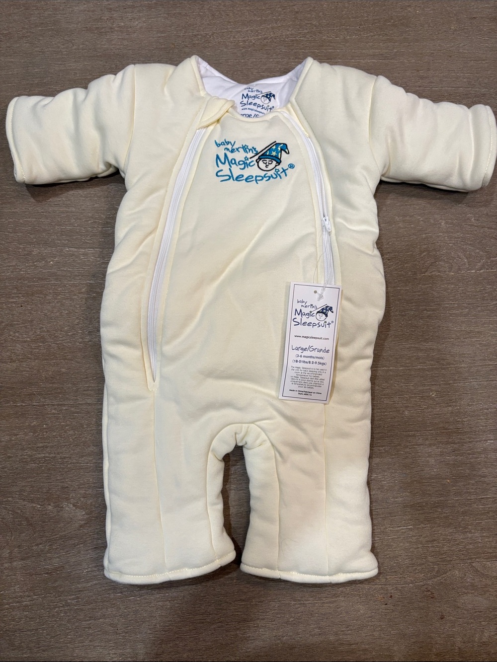 Baby Merlin's Magic Sleepsuit Cream Infant Sz Large 3-6 mo 18-21lbs